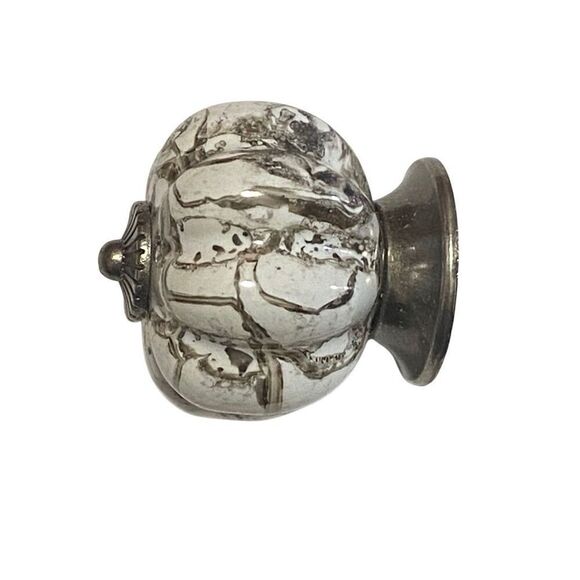 Silver Pumkin Knob Pull with Grey Marble Finish - Picture 2 of 3